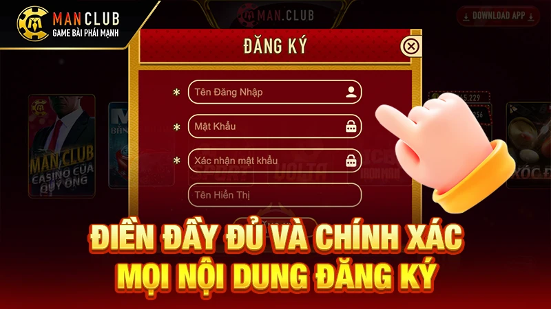 Điền đầy đủ và chính xác mọi nội dung đăng ký